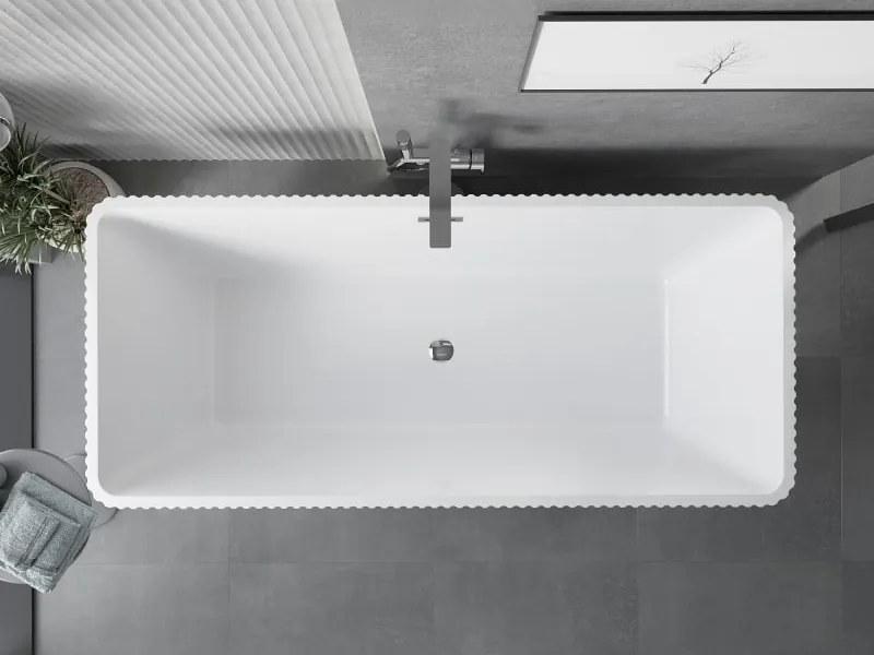 Mexen Tava wanna wolnostojąca ryflowana 170 x 75 cm, biała, przelew chrom - 52851707500-01