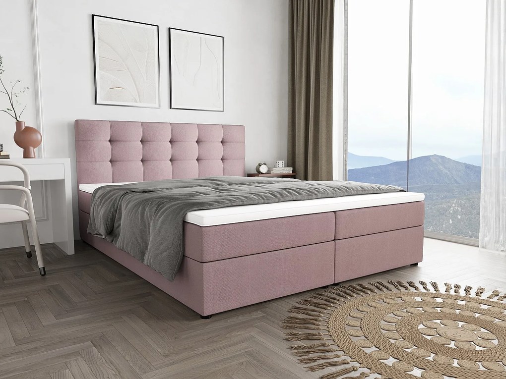 BEDANTE Łóżko kontynentalne Fado 2 180x200 Cosmic 14, różowy, pojemnik na pościel