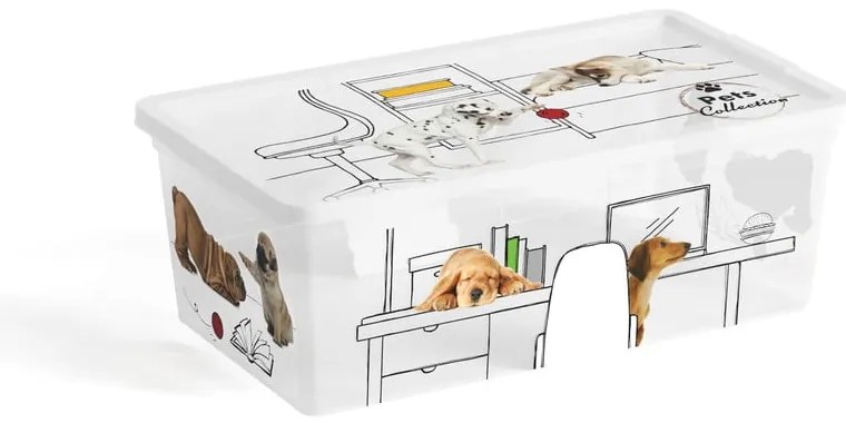 Biały plastikowy pojemnik z pokrywką 34x19x12 cm C Box Style – KIS