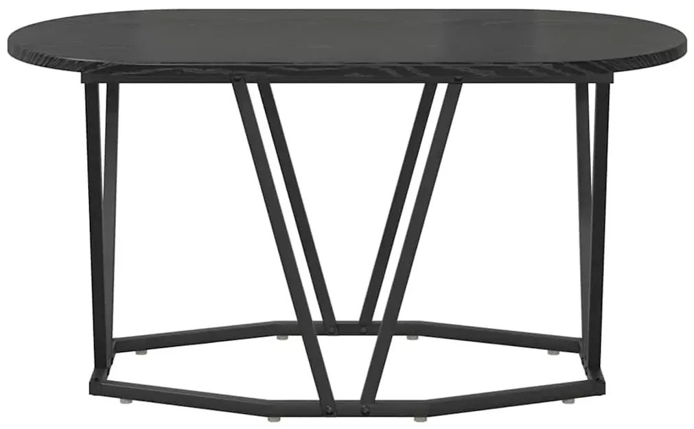 Czarny owalny stolik kawowy industrialny czarny dąb W4-C41