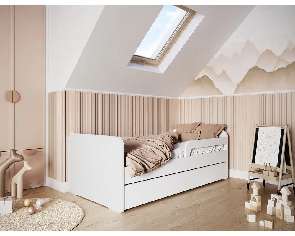 Białe łóżko dziecięce z materacem/ze stelażem 80x160 cm Duuli – ELTAP