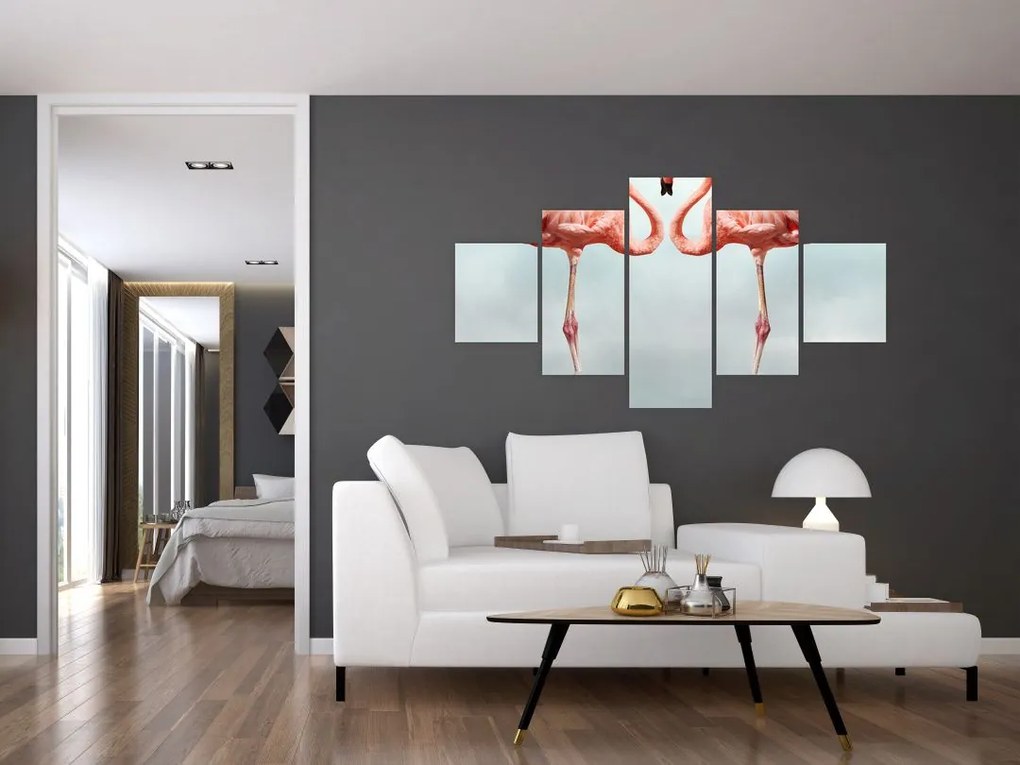Obraz dwóch flamingów (125x70 cm)