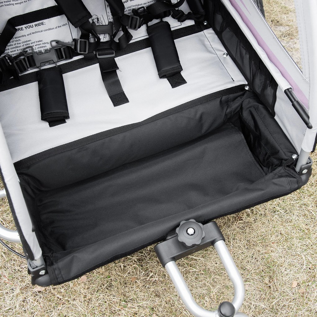 HOMCOM dziecięca przyczepa rowerowa 2-w-1, funkcja joggera, plandeka odporna na warunki atmosferyczne, rama stalowa, czerwony+czarny, 142 x 75 x 101cm