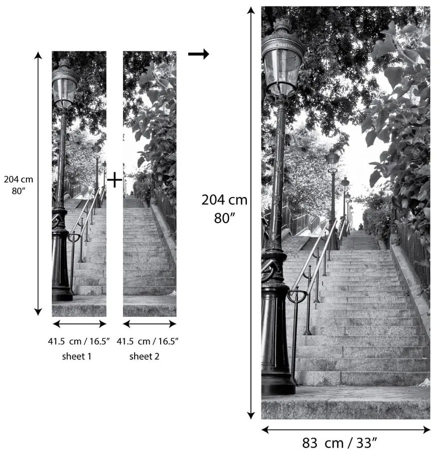 Naklejka adhezyjna na drzwi Ambiance Parisian Stairs