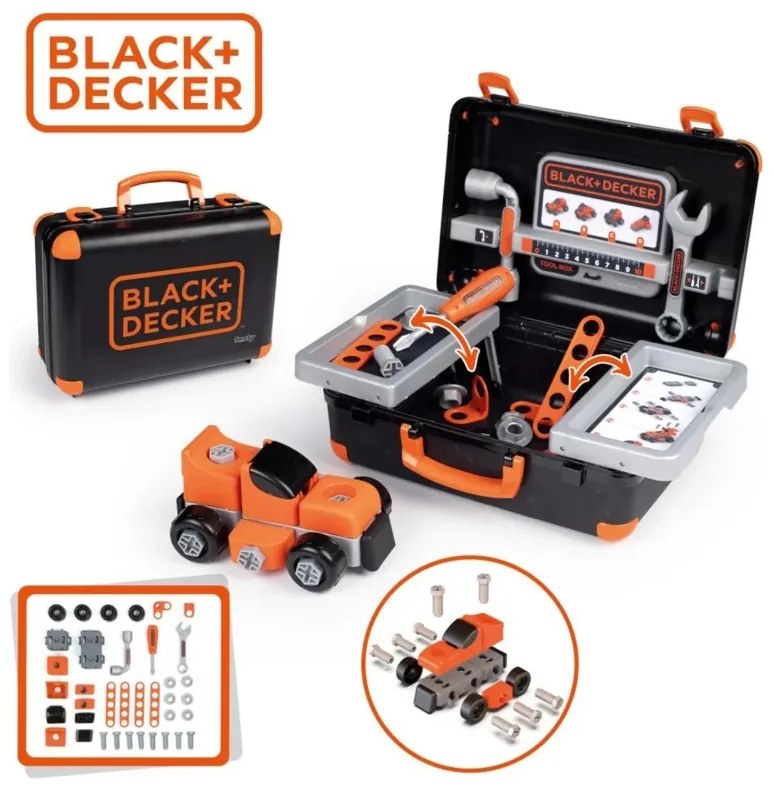 Smoby black & decker walizka z narzędziami + samochód w częściach