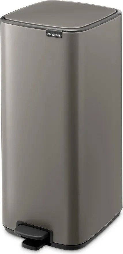 Szary stalowy kosz na śmieci z pedałem 30 l Bo – Brabantia