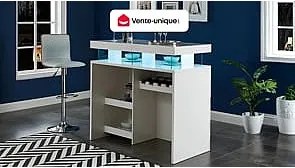 Szafka barowa z oświetleniem LED z MDF w kolorze  białym lakierowanym - FABIO II