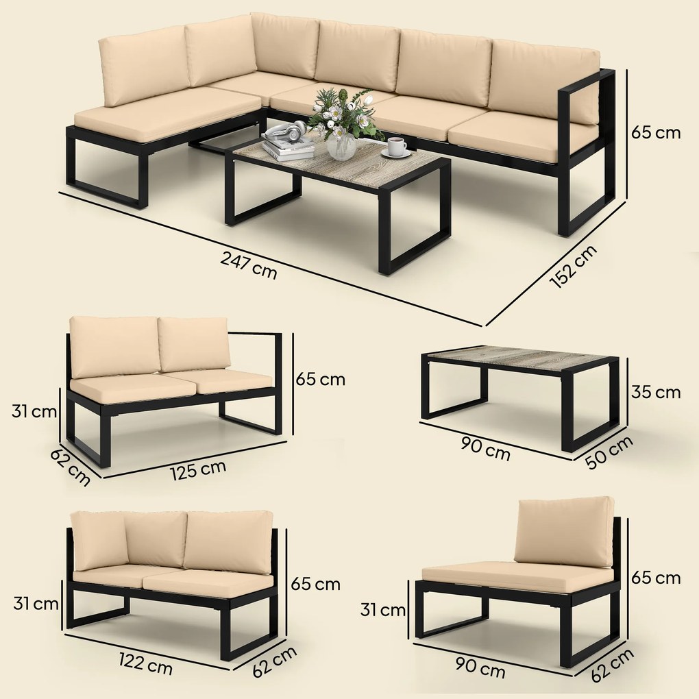 Outsunny gartenlounge loungeset ecklounge terrassenlounge loungesofa gartengarnitur | Aosom PL