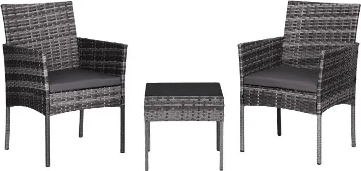 Mały zestaw mebli balkonowych dla 2 osób Riviera 844, technorattan szary