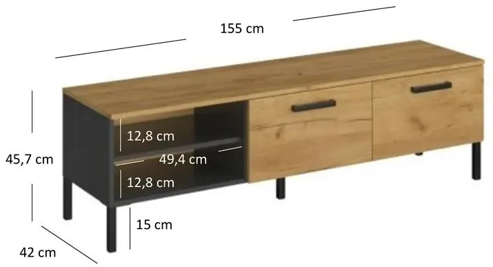 Loftowa nowoczesna szafka pod telewizor - Opes 11X