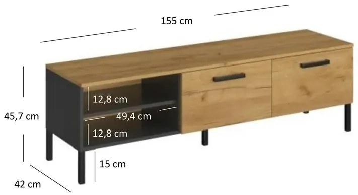 Loftowa nowoczesna szafka pod telewizor - Vinos 11X