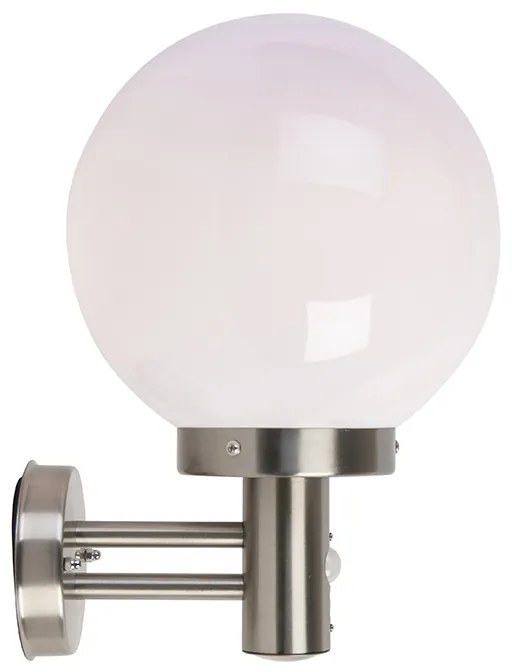 Zewnetrzna Lampa ścienna zewnętrzna stal nierdzewna IP44 z czujnikiem ruchu - Sfera Nowoczesny Oswietlenie zewnetrzne