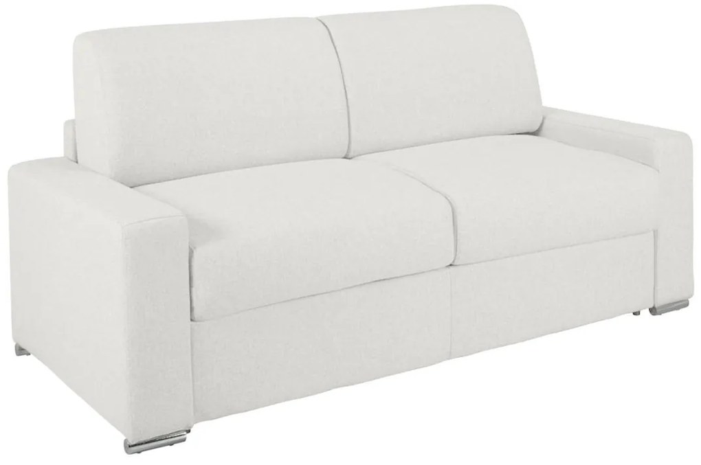 Kanapa 3-osobowa z ekspresowym mechanizmem rozkładania z ekoskóry CALITO - Biały - Wymiary miejsca do spania: 140 cm - Materac 22 cm z pamięcią kształtu