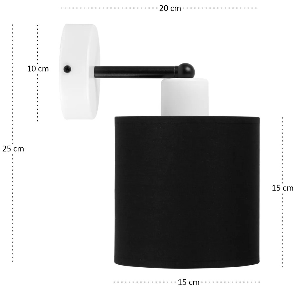 Biały kinkiet LED  z czarnym abażurem WD-C-1010WE-SC jednopunktowy ind