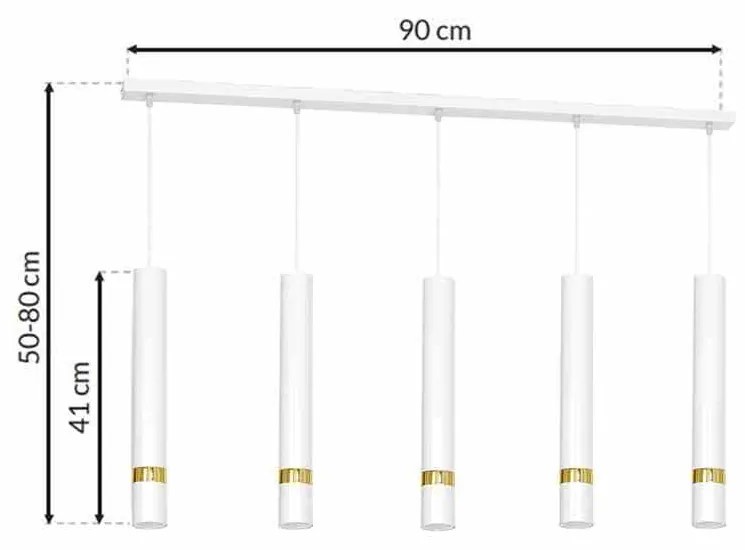 Lampa wisząca, 5 kloszy, biała/złota JOKER WHITE/GOLD 5xGU10