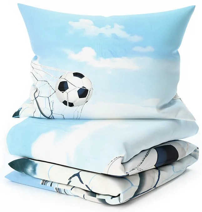 PrzytulneMieszkanie.pl PrzytulneMieszkanie.pl 3D Bawełniana pościel FOOTBALL ZONE, niebieski Rozmiar pościeli: 70 x 90 cm | 140 x 200 cm