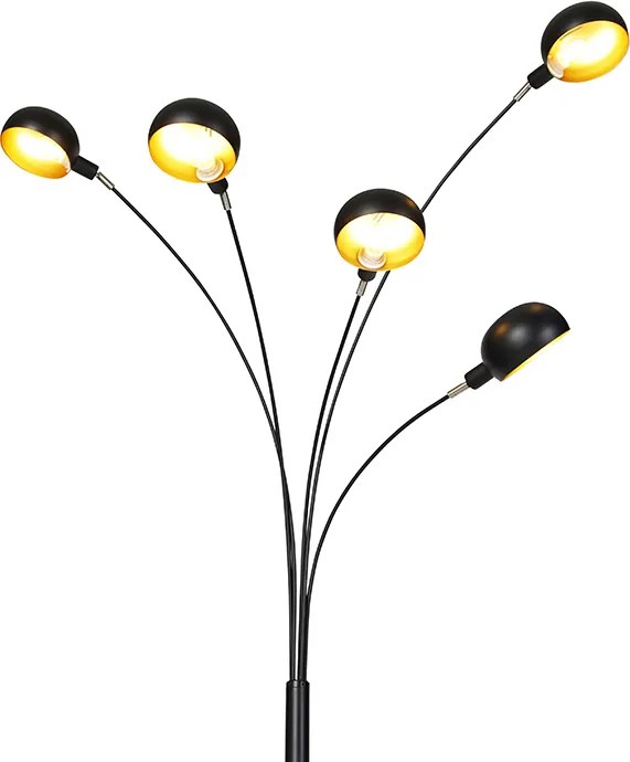 Designerska lampa podłogowa czarna 5-świateł - Sixties