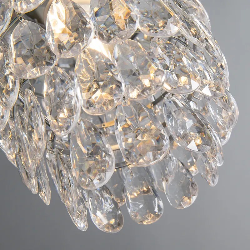 Lampa wisząca w stylu art deco stal 19 cm z możliwością ściemniania - Bling ArtDeco Oswietlenie wewnetrzne