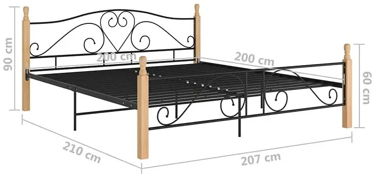 Łóżko małżeńskie czarny + jasny dąb 200x200 cm Norveso 6X