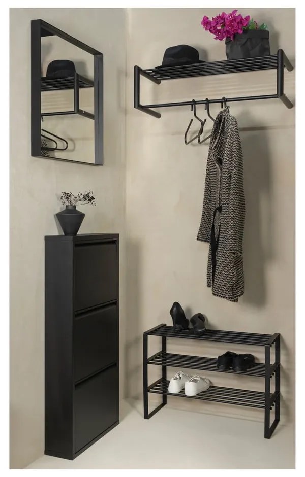Czarna metalowa szafka na buty 70x48,5x29 cm Rex – Spinder Design