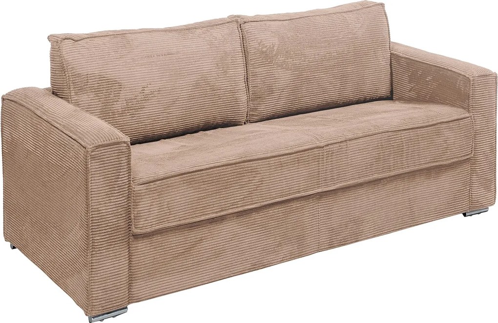 Kanapa 4-osobowa rozkładana typu express ze sztruksu taupe - Miejsce do spania 160 cm - Materac 18 cm - LORETO