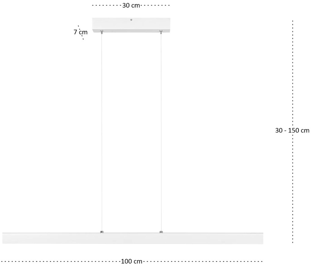 Biała lampa wisząca LED 100 cm z drewna jesionowego L100KB-4K-WEIß wym