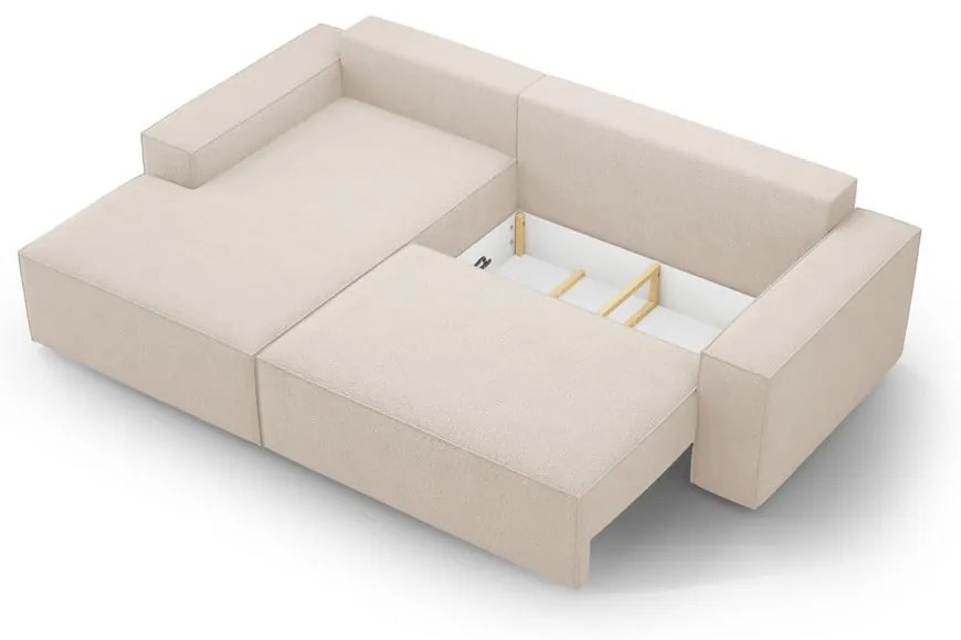Beżowy rozkładany narożnik z materiału bouclé (lewostronny) Jodie – Micadoni Home