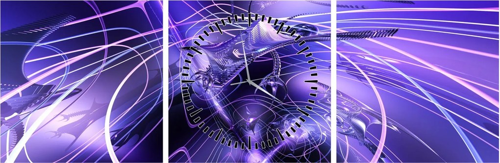Obraz abstrakcji technicznej (z zegarem) (90x30 cm)