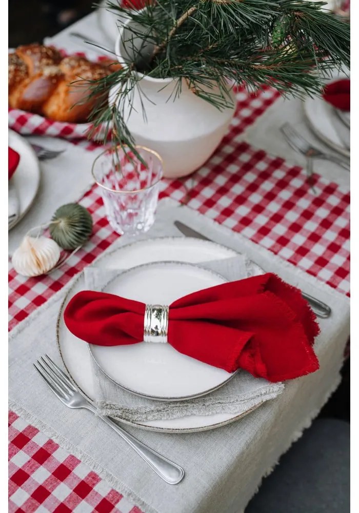 Lniany obrus 140x140 cm Red Gingham – Linen Tales
