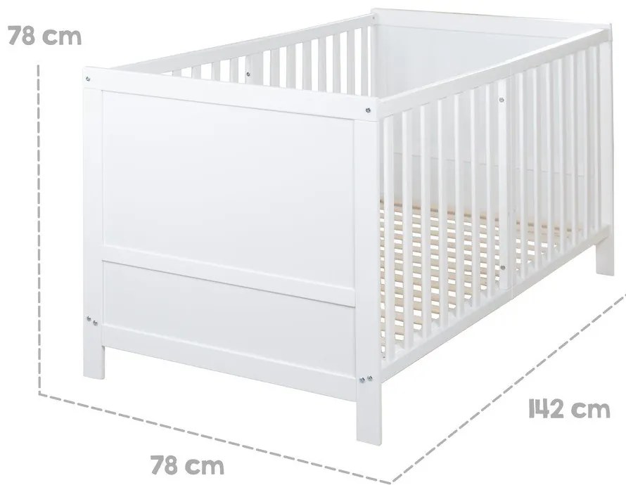 Białe łóżeczko z regulowaną wysokością 70x140 cm Easy Sleep – Roba