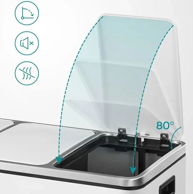 Biały stalowy kosz na śmieci z 3 pojemnikami B2-A28