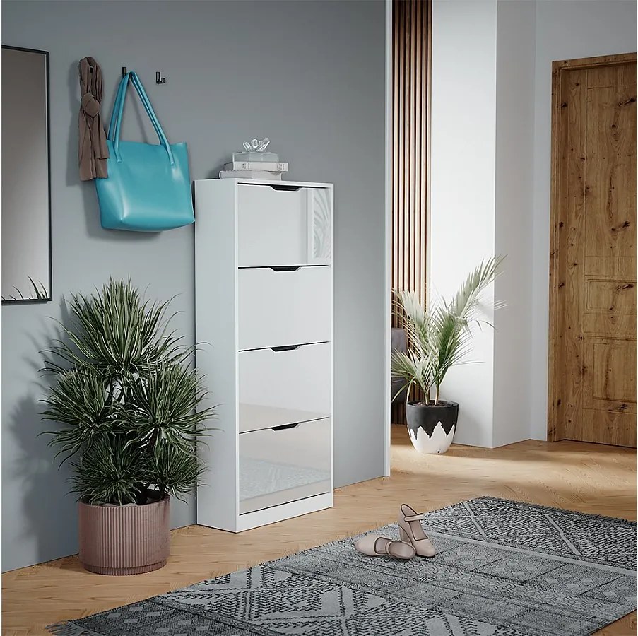 Wywrotka do butów biały/biały wysoki połysk 59x22x137 luca