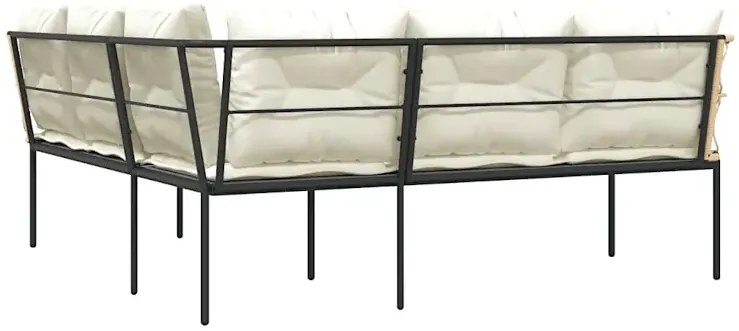 Narożna sofa ogrodowa z białymi poduszkami - Niwa