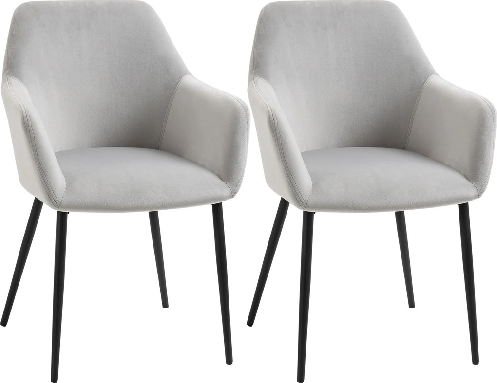 HOMCOM Zestaw krzeseł jadalnianych tapicerowanych jasnoszarych wygodne 54x57x80 cm | Aosom PL