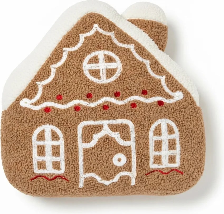 Poduszka dekoracyjna GINGERBREAD HOUSE 40x40 cm, brązowy