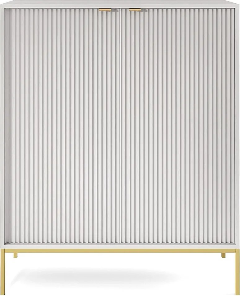 Komoda: 2 drzwi, szary, złoty, 104 x 125 x 39 cm, złote uchwyty