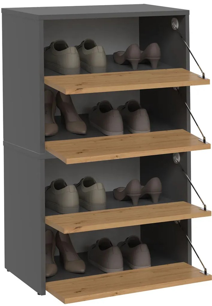 Nowoczesna szafka na buty antracyt + dąb artisan - Rolas 4X