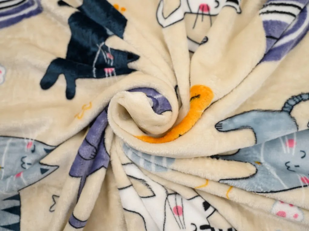 PrzytulneMieszkanie.pl PrzytulneMieszkanie.pl PrzytulneMieszkanie.pl Zestaw 2 szt. pościeli z mikropluszu PURRSLEEP beżowe + prześcieradło z mikropluszu SOFT 180x200 cm białe, łóżko podwójne.