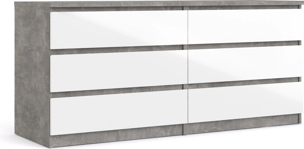 Komoda w wysokim połysku Naia 6S biały/beton