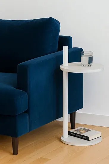 Stolik minimalistyczny pomocniczy beton + biały  N2-T86