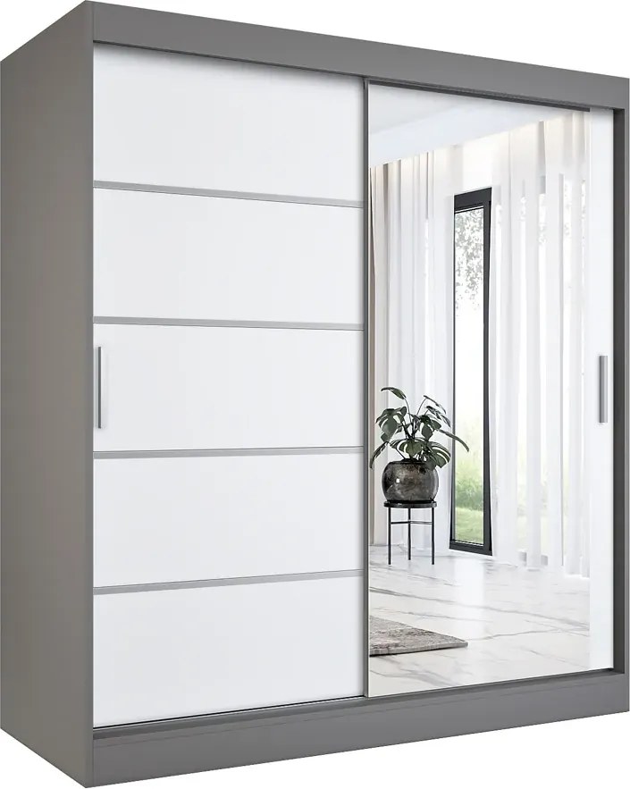 Szafa 180X200 Biały Przesuwna Antracyt + R3-M08
