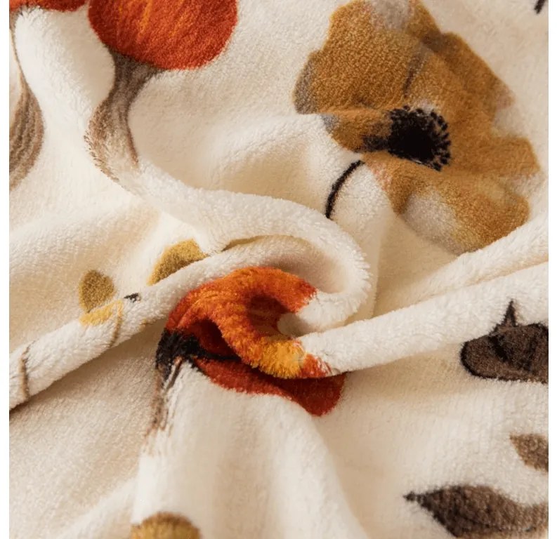 PrzytulneMieszkanie.pl PrzytulneMieszkanie.pl PrzytulneMieszkanie.pl Zestaw pościeli z mikropluszu PAPAVA kremowy + prześcieradło z mikropluszu SOFT 180x200 cm biały, łóżko podwójne