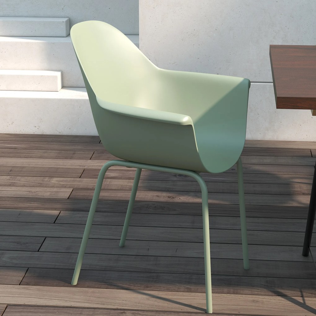 Outsunny Zestaw 4 krzeseł ogrodowych Składane Zielone z oparciem Podłokietniki do 120 kg | Aosom PL