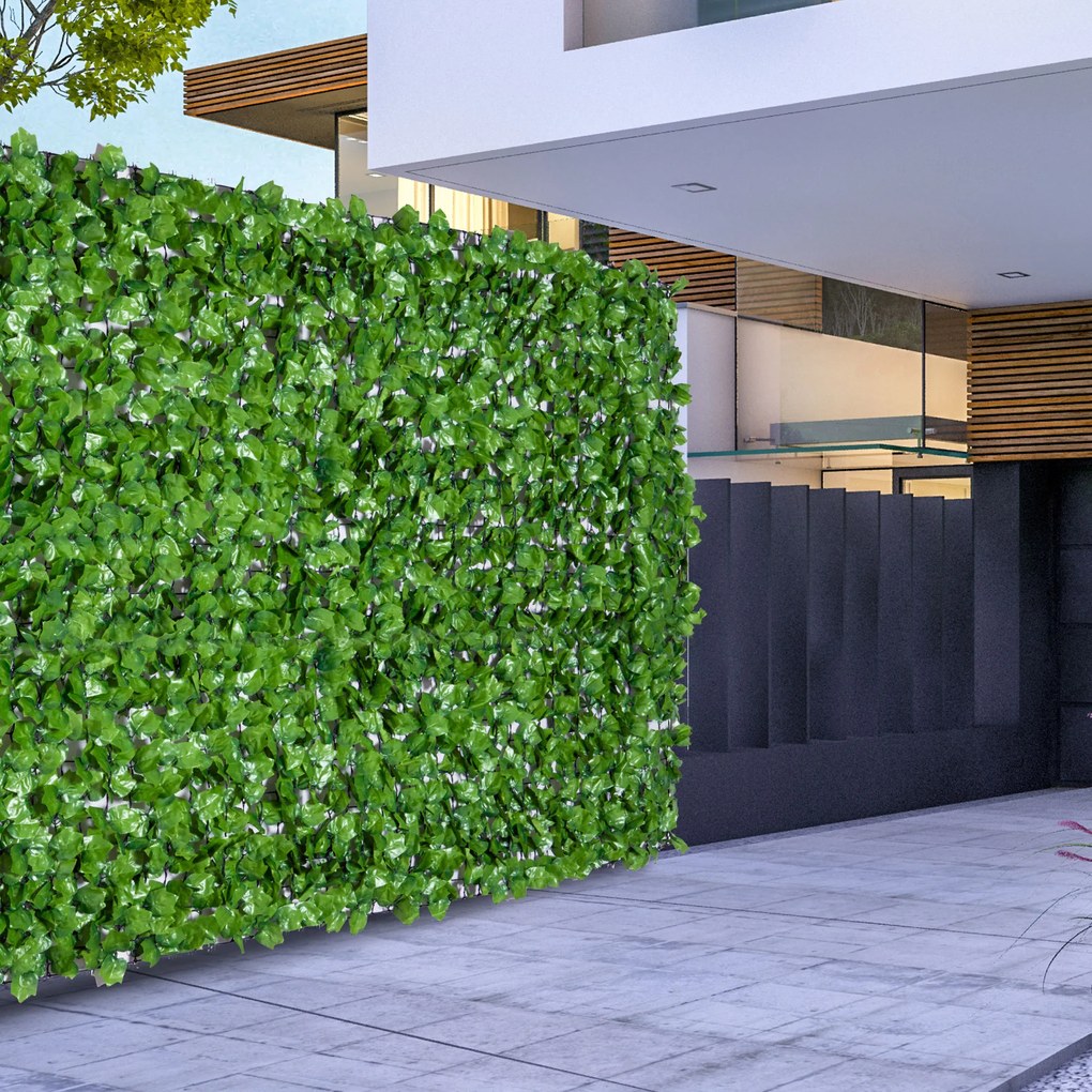 Outsunny Siatka Ochronna Sztuczny Żywopłot Jasnozielony 300x100cm Praktyczna i Estetyczna Ochrona | Aosom PL