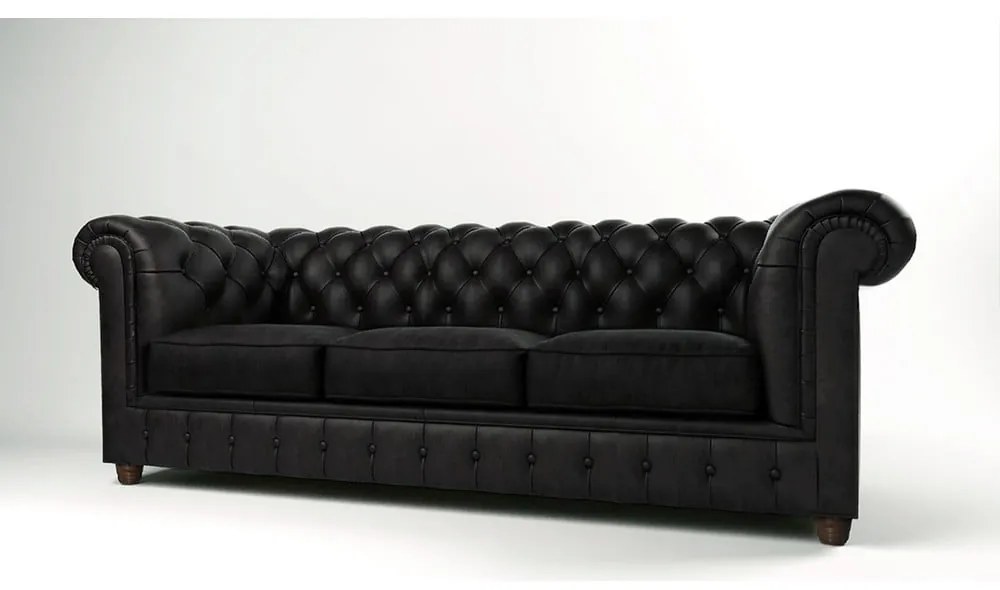 Czarna aksamitna sofa 230 cm Cambridge – Ropez