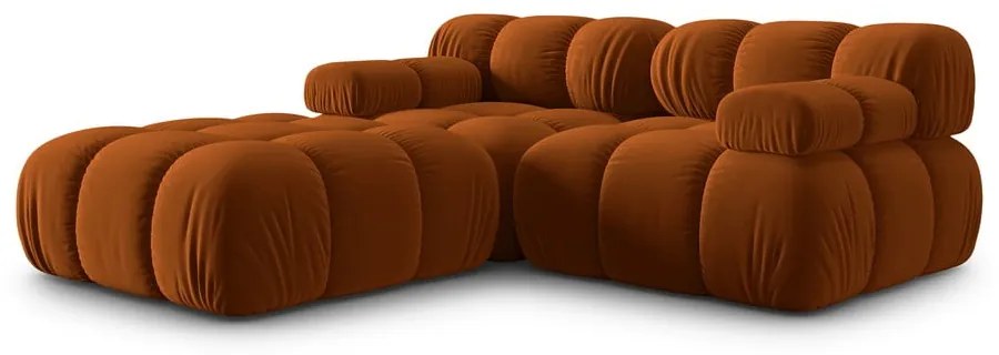 Pomarańczowy aksamitny narożnik Bellis – Micadoni Home
