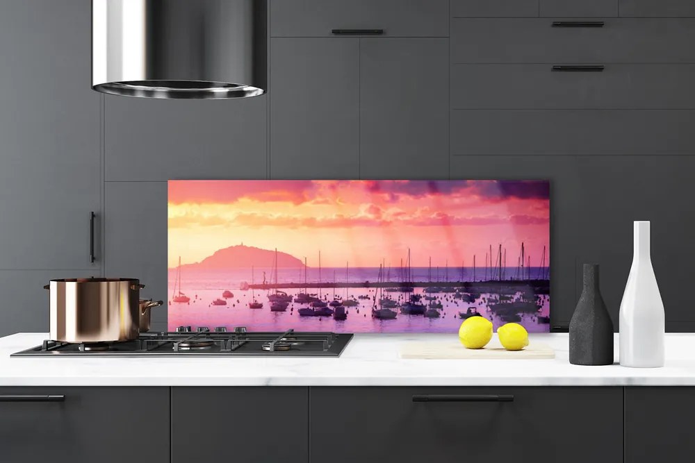 Panel Szklany do Kuchni Morski Horyzont W Błękicie