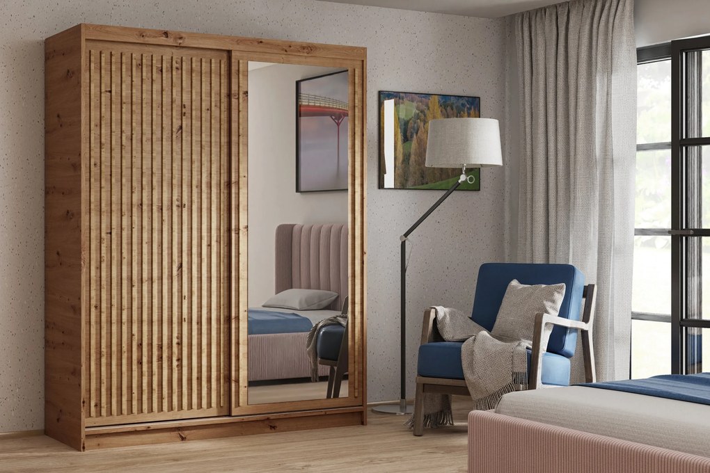 Szafa Przesuwna LINARI 100 cm z Lustrem Szafa Dwudrzwiowa