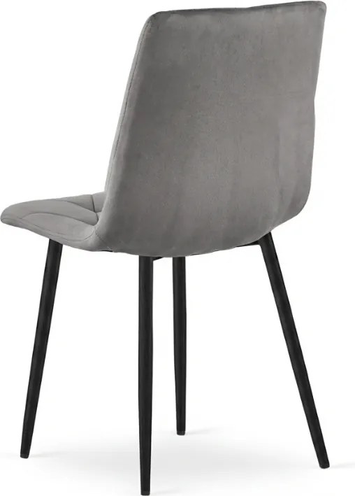Szare aksamitowe krzesło LIBRA SILVER GREY z czarnymi nogami