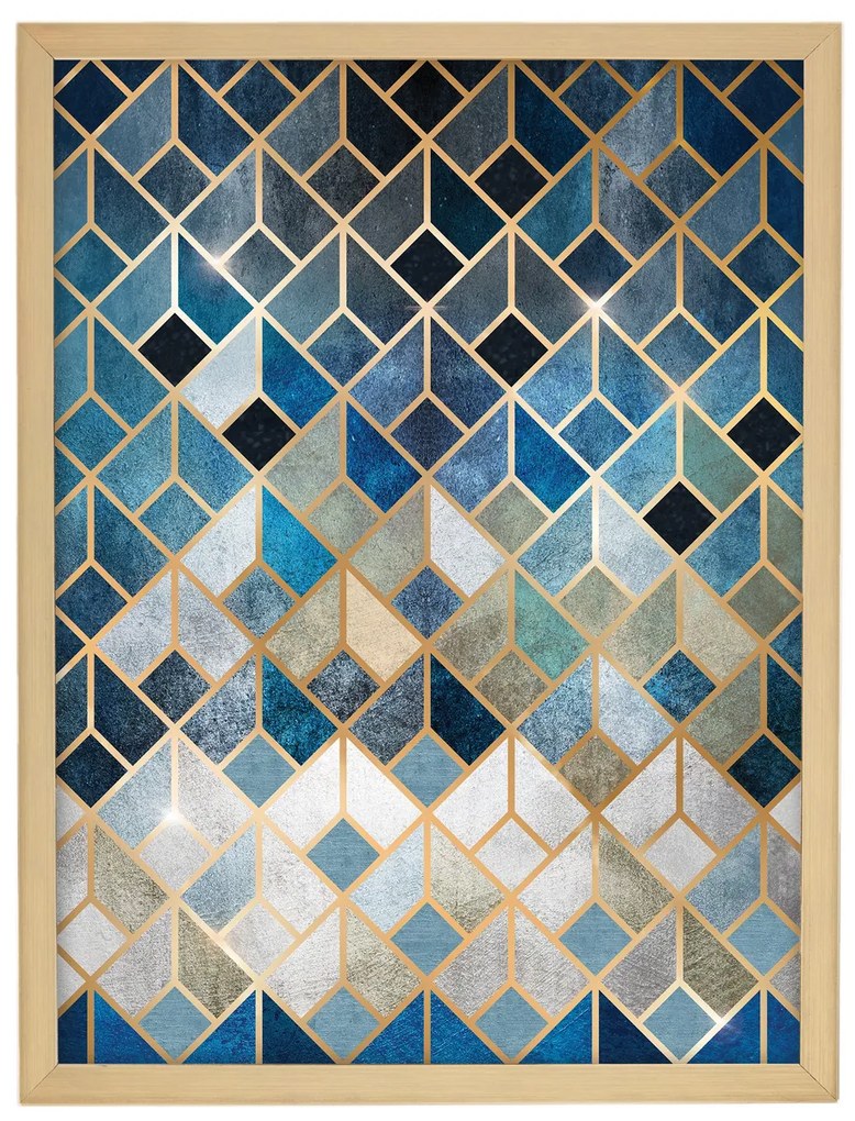 Obraz Geometric 30x40cm gold&amp;navy